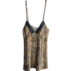 Vintage Y2K Babydoll XL Cami Slip Gilligan & O'Malley Leopard Velvet